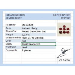 2,23 ct roter Rubin im Rundschliff 3,7–3,8 mm, 7 Stück