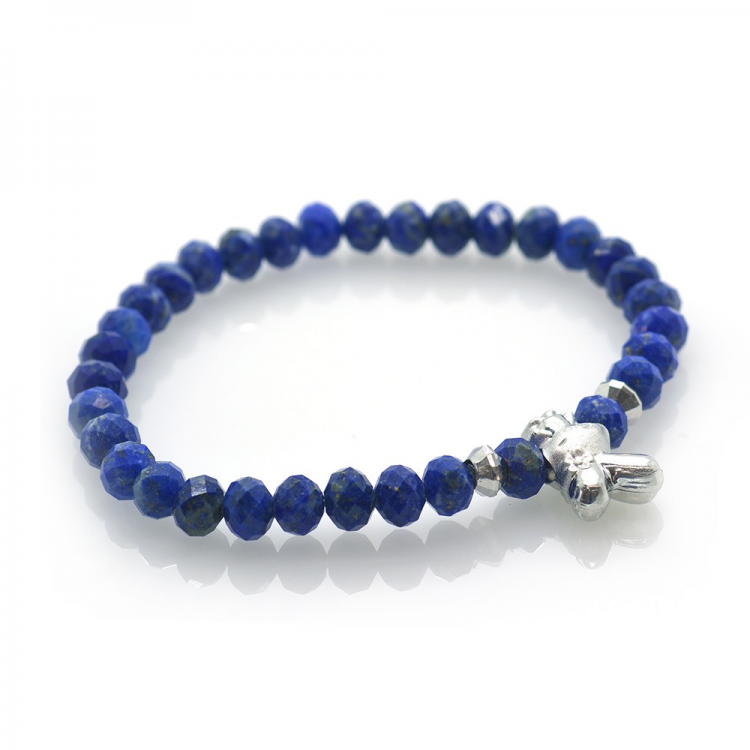 Bracelet Lapislazuli avec breloque en argent 925 Sterling Lapin