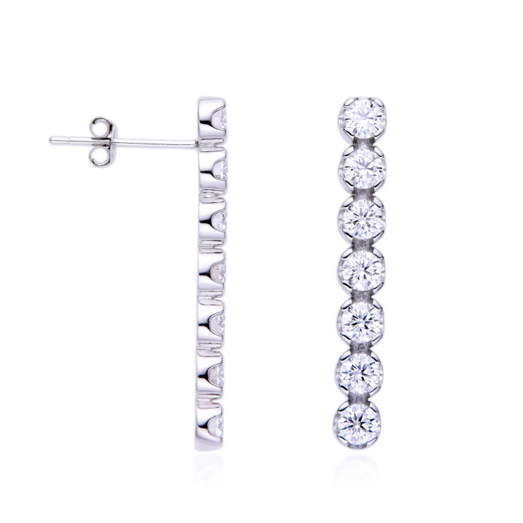 Moissanite and 925 Silver Earrings