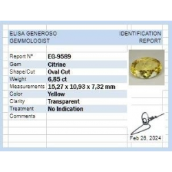 6.85ct Citrine Quartz Oval Cut 15.27x10.93mm