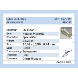 34.26 ct Prasiolite special cut 35.09 x 15.56 mm