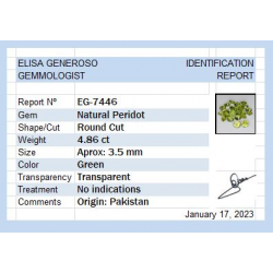 4,86 ct grüner Peridot im Rundschliff 3,5 mm