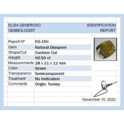 60,50 ct Diaspora-Kissenschliff 8,82 x 6,35 mm