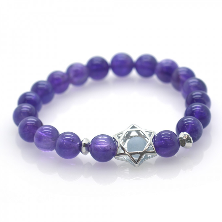 Amethyst & Aquamarin-armband mit Sterling Silber 925 Anhänger Star