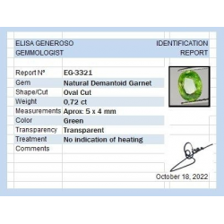 0,72 ct Demantoid-Granat im Ovalschliff 5,84 x 4,51 mm