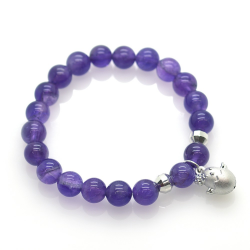 Pulsera de Amatista con Charm Pollito de Plata de ley 925