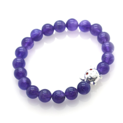 Amethyst & 925 Sterling Silver Pig Bracelet