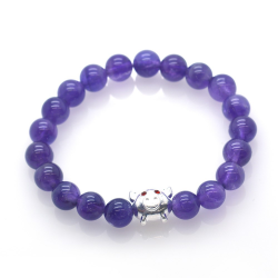 Amethyst & 925 Sterling Silver Pig Bracelet