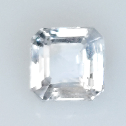 Zaffiro incolore da 1,01 ct, taglio smeraldo, 5,34 x 5,37 mm