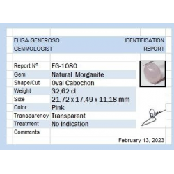 Cabochon morganite taille ovale 32,62 ct 21,72x17,49 mm
