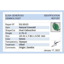 2,76ct Esmeralda Talla Oval en Cabujón 10,31x7,81mm