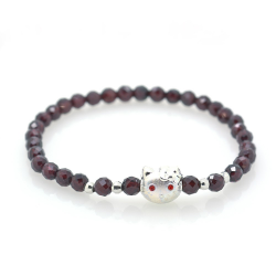 Garnet & 925 Sterling Silver Kitty Bracelet