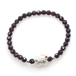 Garnet & 925 Sterling Silver Elephant Bracelet