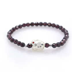 Garnet & 925 Sterling Silver Elephant Bracelet