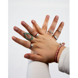 Bracelet Rhodochrosite avec Breloque en Argent 925 Sterling Kitty