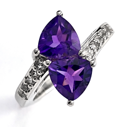 Silver, Amethyst and Topaz Ring