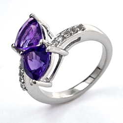 Silver, Amethyst and Topaz Ring