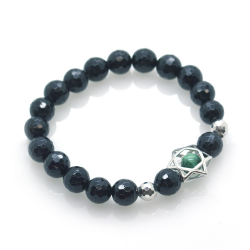 Bracelet Tourmaline & Malachite avec breloque en Argent 925 Sterling Étoile