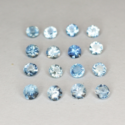 1 ct Aquamarin im Rundschliff, 2,5–2,6 mm, 16 Stück