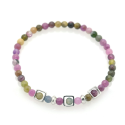 Pulsera Turmalina & Cuadrado de Plata Esterlina Rodiada