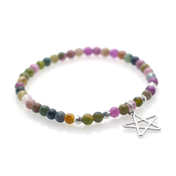Tourmaline & 925 Sterling Silver Pentagram Bracelet