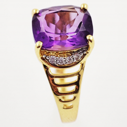 925 Silber vergoldeter Ring mit Amethyst und Zirkon