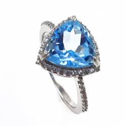 Topaz and Zircon Ring in Rhodium Plated 925 Silver