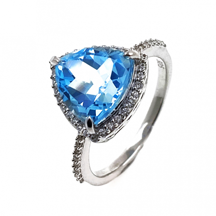 Topaz and Zircon Ring in Rhodium Plated 925 Silver