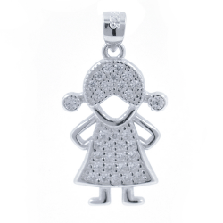 Colgante Niña de Circonitas y Plata 925