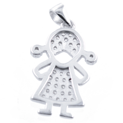 Colgante Niña de Circonitas y Plata 925