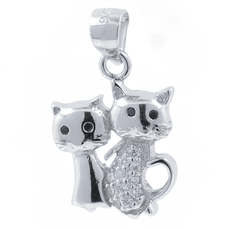 Zirkone und 925 Silver Cat Anhänger