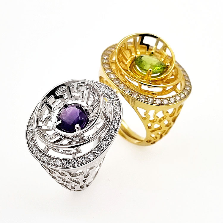 Ring mit Amethyst oder Peridot aus 925er Sterlingsilber