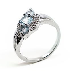 Ring in 925 Sterling silver with aquamarine or tanzanit