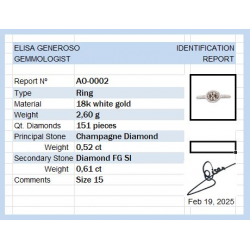 Anillo de oro con diamante champán de 0,52 ct + diamante blanco de 0,61 ct