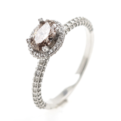 Anello in oro con diamante champagne di 0,52 carati + diamante bianco di 0,61 carati
