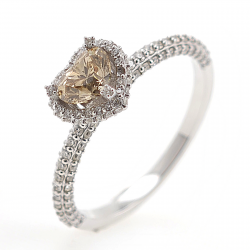 Anillo de oro con diamante champán de 0,50 ct + diamante blanco de 0,60 c