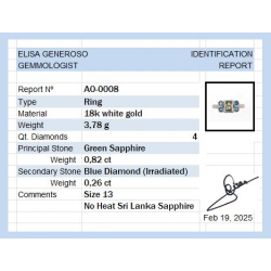 Goldring mit feuerfestem grünem Saphir und blauen Diamanten