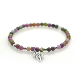 Tourmaline & 925 Sterling Silver Leaf Bracelet