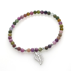 Tourmaline & 925 Sterling Silver Leaf Bracelet