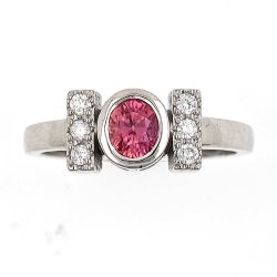 Anillo de oro con zafiro Padparadscha No Heat de Sri Lanka y diamante