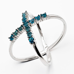 Anello multigem e argento 925 con placcatura al rodio
