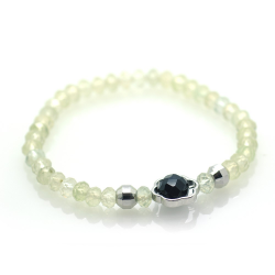 Prehnite & Spinel & 925 Sterling Silver Flower Bracelet