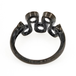 Anillo de gemas y Plata 925 bañado en rodio negro