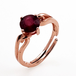 Anello in rubino e argento 925 rodiato o in argento 925 placcato oro rosa