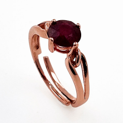 Rhodium or rose gold plated 925 silver and ruby ring