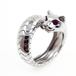 925 Sterling Silber 925 rhodiniert Edelstein Puma Ring