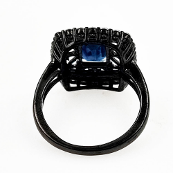Anillo de zafiro con topacio Plata 925 bañado en rodio negro