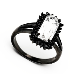 Anello di quarzo con spinello Argento 925 rodiato nero