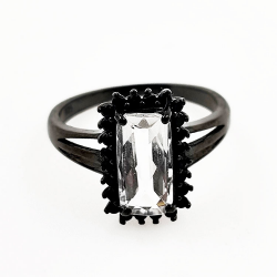 Bague Quartz avec Spinelle Argent 925 rhodié noir