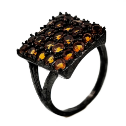 Bague pierre précieuse Argent rhodié noir 925